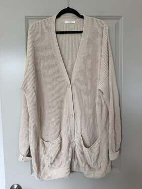 Storq Maternity Cuddle Up Cardigan Sweater in Cream Size XL/2X